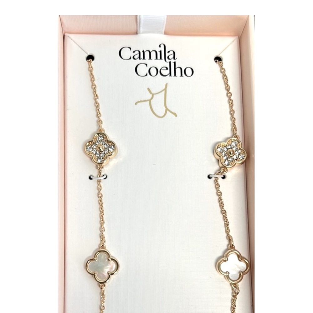 NWT ⚜️🤍⚜️ Camila Coelho Gorgeous Gold Clover Necklace - Picture 5 of 16